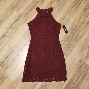NWT | Lulu's | Burgundy Lace Dress